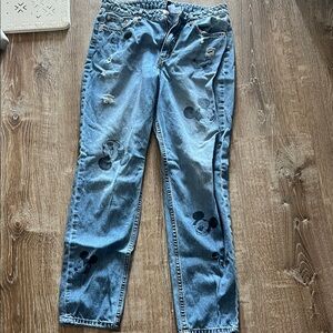 Disney Blue High Rise Women Jeans with Mickey Mouse Design